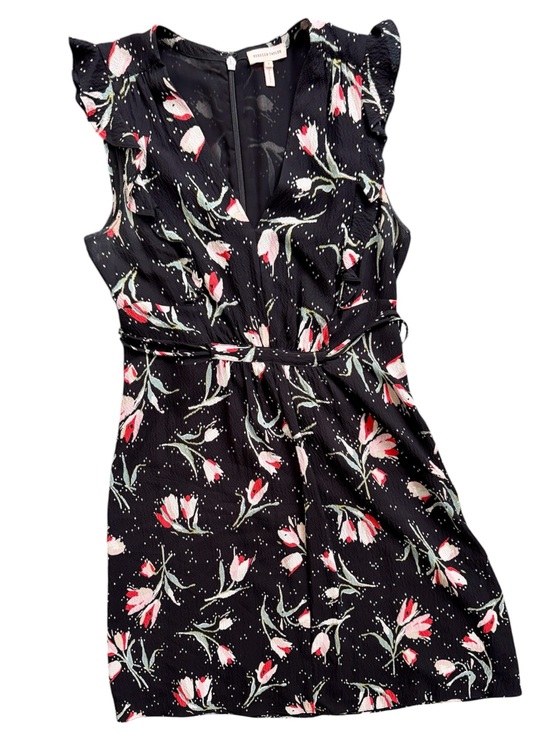 Rebecca Taylor Dresses & Skirts - Rebecca Taylor Floral Tulip Print Dress Black Ruffle Crepe Midi- US 6 / UK 10